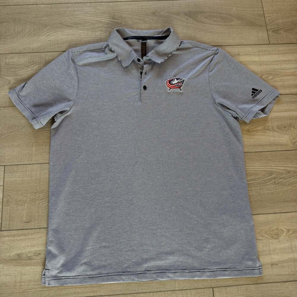 adidas Columbus Blue Jackets Mens L Gray Striped